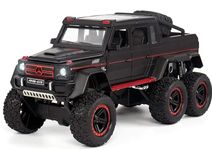 Ixora Black Mercedes Benz 1:24 AMG G63 6X6 V12 Off Road Diecast Scale Model Metal Pull Back Toy car for Kids with Openable Doors & Light, Music Toy (1:24 AMG G63 6X6 - Black)