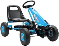 AIYAPLAY Kids Pedal Go Kart, Children Ride on Racer with Adjustable Seat, EVA Tyres, Manual Clutch, Brake, Go Cart for Kids 3-8 Years, Blue