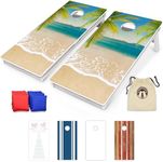 GoSports 4 x 2 ft Resort Collection All Weather Cornhole Board Set - Regulation Size - Beach