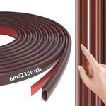 6M Brown D-Shape Rubber Weather Stripping Door Seal Strip Draught Excluder for Doors,Self-Adhesive Waterproof Soundproof Door Seal Strip Weather Stripping for The Protection of Large Gap Door Frames