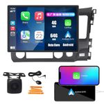 Kunfine CarPlay Android Auto Navigation Stereo GPS Radio Reverse Camera Display 13.1" QLED Touchscreen Headunit Tablet Pad Media Player for Honda Civic 2004-2011(RHD), if Applicable Octa Core 4G+64G