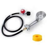 MCAMPAS High Pressure Cast Iron Round Burner Head with 0-20 PSI Adjustable Propane Regulator Hose Replacement for Turkey Fryer Burner