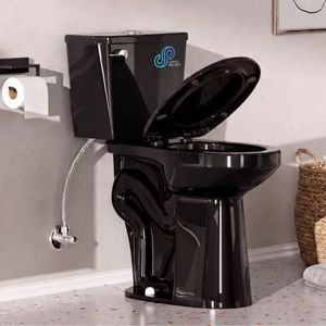 Simple Project 21 Inch Black High Toilet Elongated With Comfort Chair Seat, 1.28 Gpf Powerful Single Flush Extra Tall Toilet, 12 Inch Rough In Bathrooms Comfort Height Toilet For Seniors & Tall Person