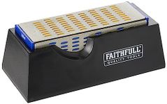 Faithfull FAIDWQUAD Diamond Sharpening Stone WIth Base. 4 Sides: Extra Coarse to Fine Grade.