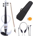 Cecilio 4/4CEVN-3W Solid Wood Pearl White Electric/Silent Violin with Ebony Fittings in Style 3 (Full Size)