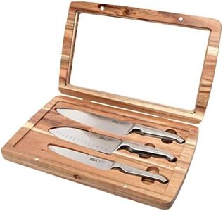 Furi Pro Acacia Knife Set 3 pc, beautiful acacia wood gift box with three premium knives for a superior cutting performance, stainless steel blades, ergonomic reverse-wedge, anti-fatigue handle