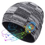 Novelty Gifts for Men Bluetooth Beanie Hat - Christmas Stocking Fillers for Men Teenagers Adults Hat with Headphones, Cool Gadgets Running Hiking Cycling Gifts for Him, Grey,One Size