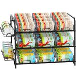 Mutool 3 Tier Can Rack, Stackable Kitchen Food Organizer/Holder for Counter-Top, Pantry Organizers and Storage, Black