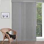 Graywind Manual Sliding Panel Track Blinds Light Filtering, Privacy Electric Blinds Wand Control, Width Up to 153" Motorised Blinds for Patio Sliding Glass Door Large Windows, Jacquard Grey