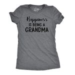 Womens Happiness is Being a Grandma T Shirt Funny Cute Nana Grandmother Gift Funny Womens T Shirts Mother's Day T Shirt for Women Funny Grandma T Shirt Dark Grey L