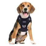 No-Pull Dog Harness for Small, Medium, Large Dogs - PAWZPAL 2 Leash Clips, Fully Reflective, 4-Layer Padding, No-Choke Design, 3 Quick-Release Buckles, Adjustable Fit, and Control Handle