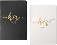 Vow Books for Wedding His and Hers Elegant Gold Foil Set of 2 Wedding Notebook with 28 Pages (Black+black, 4"x6")