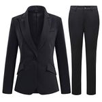 YYNUDA Women's 2 Piece Suit Casual One Button Blazer Business Trouser Suits Office Skirt Suits Black XL