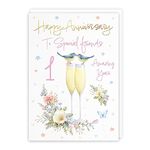 Hunts England - Special Friends 1st Anniversary Card - A5 Size - Champagne Flutes - Gold Foil - Luxury 1st Anniversary Card For Special Friends - One Year - Milo's Gallery