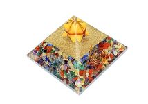 Jet Mix Gemstone Yellow Jade Merkaba Chakra Orgone Pyramid Approx. Size 2.5 Inch Good Luck Improving Your Productivity And Creativity