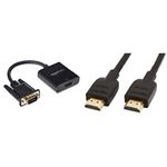 Amazon Basics HDMI Female to VGA Adapter with 3.5mm Audio Port & High-Speed 4K, Ultra HD, HDMI 2.0 Cable - 0.9m / 3 Feet (Latest Standard) Supports Ethernet, 3D, Audio Return