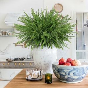 HUAESIN 12 PCS Real Touch Norfolk Pine Artificial Christmas Branches Faux Christmas Norfolk Pine Branches Fake Cedar Pine Picks for Vase DIY Crafts Xmas Indoor Outdoor Home Decor