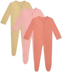 Gaiibbt 3 Pcs Baby Long Sleepers Pajamas One Piece Footies Rompers-light yellow+orange+peach-0-3M