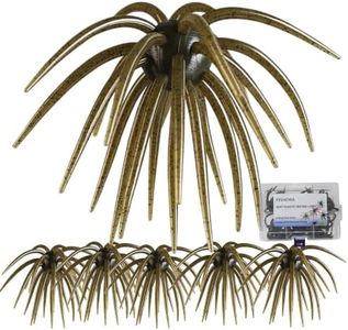 Creature Bait for Bass Fishing – Soft Plastic Fishing Lures, Fuzzy Dice & Sea Urchin Style Finesse Bait for Freshwater, Trout & Crappie with Tackle Box (Brown(6pcs), XL-5.12inch)