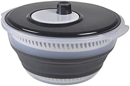 Homéa, Essoreuse à Salade Rétractable Plastique 28 x 30 x 15 cm Blanc/Anthracite