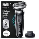 Braun Series 7 Electric Shaver for Men with Precision Trimmer, Cordless Foil Razor, Wet and Dry, 100 Percent Waterproof, UK 2 Pin Plug, 70-N1200s, Silver Razor