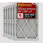 Filtrete 20x30x1 AC Furnace Air Filter, MERV 11, MPR 1000, Micro Allergen Defense, 3-Month Pleated 1-Inch Electrostatic Air Cleaning Filter, 6 Pack (Actual Size 19.81 x 29.81 x 0.81 in)