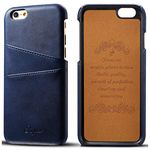 Phone 6 Plus Case,iPhone 6s Plus Wallet Case - Slim Leather Card Case with 2 Credit Card/ID Holder Slots - Blue