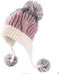 HUAMULAN Women Winter Sherpa Beanie Hats Knit Ear Flaps Peruvian Cover Ears Warm Fleece Lined Ski Snow Hat 3 Pompom