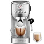 CASABREWS Espresso Machine 20 Bar, Professional Coffee Maker With Steam Milk Frother, Stainless Steel Coffee Machine with Removable Water Tank for Cappuccino, Latte