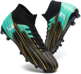 Soccer shoes Unisex for Adults and Youth Non Slip Breathable Comfortable Good Fit High Traction Durable FG Cleats Ideal for Soccer Practice and Matches, Black Green, 43 EU