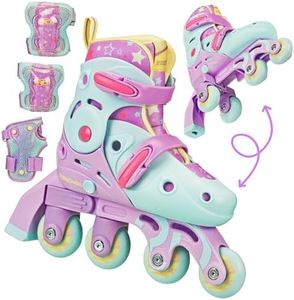 Roller Derby Switch Skates for Beginners, 2 in 1 Adjustable Skates Convert from Learn Mode to Inline Skates for Toddlers, Kids