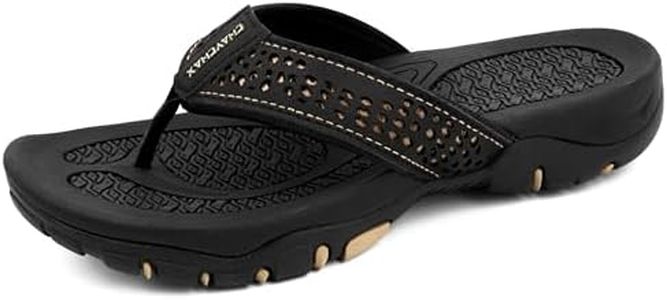 ChayChax Tongs Homme Sandales de Sports Soutien de Voûte Plantaire Flip Flop Chaussures de Plage et Piscine Antidérapant,Noir,43 EU
