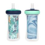 The First Years Insulated Straw Cup for Toddlers 2pk – Wild and Free & Marbled – Dark Blue