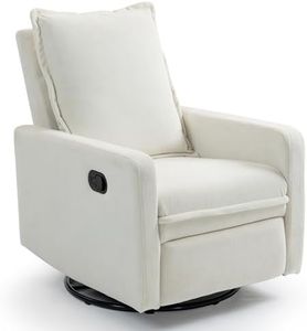 Fachmaih 360° Swivel Rocking Chair Nursery Glider Recliner Nursery Chair Manual Swivel Rocker Recliner with High Backrest Armchair Comfy Side Modern Chair for Living Room (White)