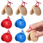 Milisten 12pcs Educational Castanet Wooden Castanets Red Adults Blue for Wood Finger Mini Clap Toys Board Rhythm Favors Party Classroom Toddlers Makers Children Hand Orff Kids Toy