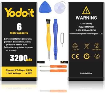 Yodoit Batterie 3200mAh pour iPhone 6, Batterie Haute Capacité 0 Cycle pour Modèle A1549, A1586, A1589, avec Kit d'outils de Réparation Complet