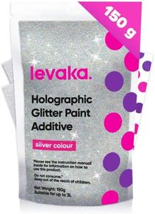 Levaka Aditivo de Pintura de Purpurina Plateada Holográfica 150 gramos - 2x Almohadillas de pulido - Mezclar con Pintura de Emulsión para Acabado Luminoso - Pintura Paredes Interior Exterior