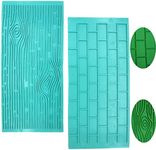 Gobaker Texture 2-Piece Mold Set Tree Bark and Brick Wall Impression Moulds Gum Paste Impression Mat Fondant Cake Decorating Gobaker Supplies for Cupcake Wedding Cake Decoration(Blue)