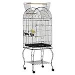 PawHut Large Metal Bird Cage Aviary Budgies Finch Cockatiel Birds Stand Feeding Station Stand w/ Wheels 51L x 51W x 137H cm