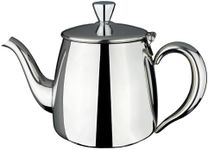 Café Olé PT-018 Premium Tea Pot, 18/10 Stainless Steel, Mirror Polished, 18oz, Stay Cool Hollow Handles, Perfect Pour Spout, Silver