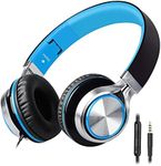 Headphones,BEINSOUND HW50C Stereo Folding Headsets Strong Low Bass Headphones with Microphone for iPhone, All Android Smartphones, PC, Laptop, Mp3 mp4, Tablet Macbook Earphones (Black&Blue)