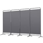 Angel Living 4-Panel Room Divider Folding Panel Screen Movable Partition Privacy Separator Wall Furniture Indoor Bedroom Office Paravent Partition Separator, 324 x 180cm Grey