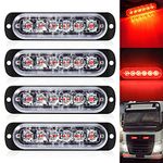 DEFVNSY - Pack of 4 - Red Side Marker 6 LED 12V-24V DC Car Truck Side Marker Indicator Light Bar Clearance Lamp Strobe Trailer Lights