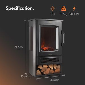 VonHaus Panoramic Electric Stove Heater – Freestanding Fireplace