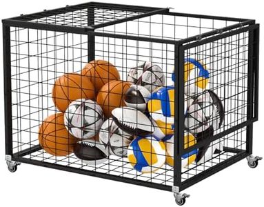 RCZSCBK Sports Ball Storage Cart, Lockable Ball Cart with Double Lid,Ball Rack with Wheels,Rolling Sports Ball Storage Cart is Suitable for Gyms, Schools, Clubs, Indoor and Outdoor Basketball Storage