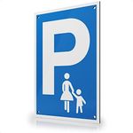 FLAGLY Premium Parking Mother Child Sign 30 x 20 cm 3 mm Aluminium Dibond with Holes Made in Germany Sturdy Warning Sign Weatherproof and UV-Resistant