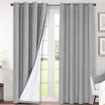 H.VERSAILTEX Linen Blackout Curtains 96 Inches Long 100% Blackout Heavy Draperies for Living Room/Bedroom Thermal Insulated Linen Textured Functional Window Treatment Anti Rust Grommet, 2 Panels, Dove