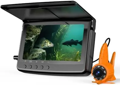 Eyoyo Underwater Fishing Camera 5-Inch: 720P DVR Recording, 8 IR Night Lights, 10000mAh Battery, 66 FT Cable Portable Fish Finder for Ice, Boat, Lake Fishing Outdoor Gear