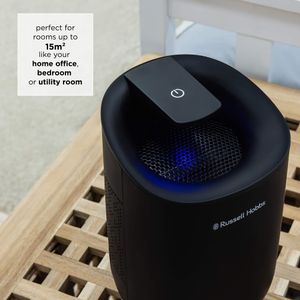 Russell Hobbs Black Dehumidifier 300ml/Day – Auto Defrost, LED, 15m²