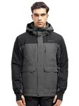 FREE SOLDIER Men's Waterproof Ski Jacket Fleece Lined Warm Winter Snow Coat with Hood Fully Taped Seams(Gray Black,XXXL)